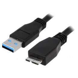 Cablu USB 3.0 A la Micro B 1m Negru | Electronic-mag.ro | Componente Electronice