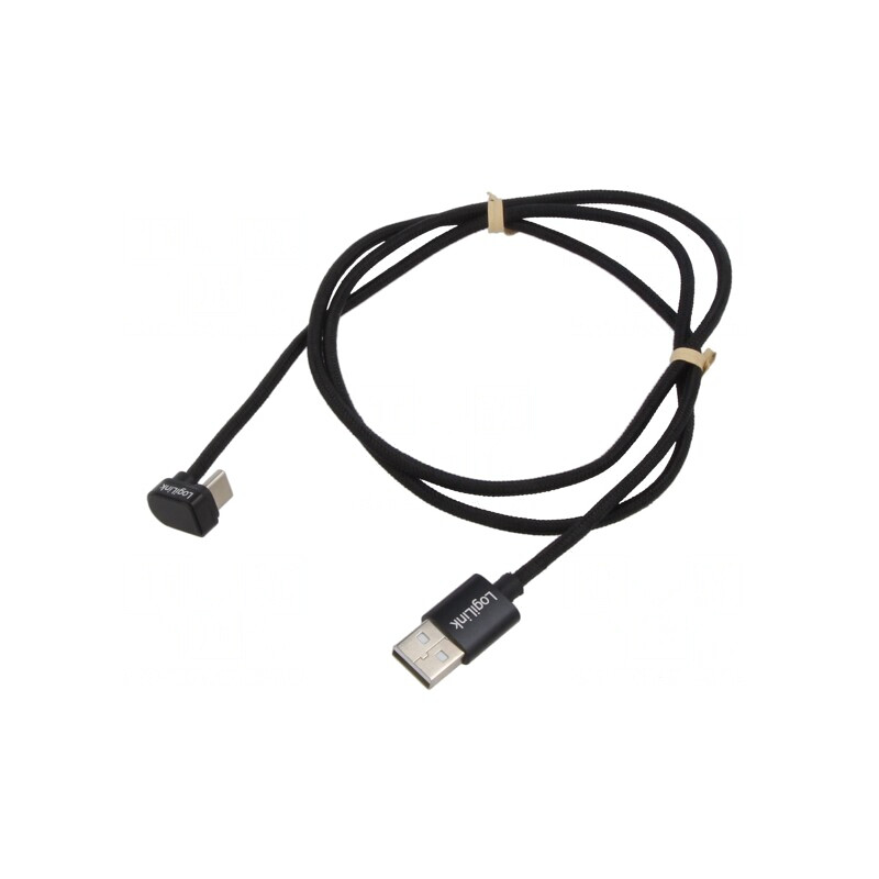 Cablu USB C la USB C în unghi 1m negru 60W 3A | Electronic-mag.ro | Componente Electronice