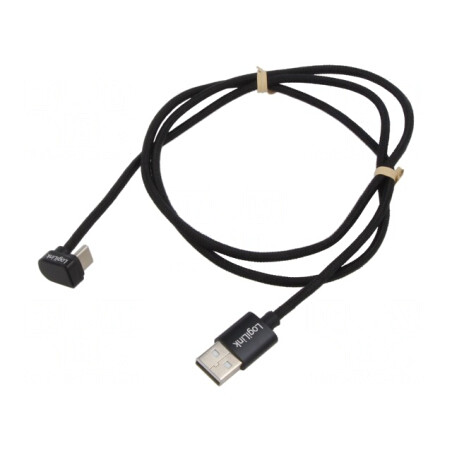 Cablu USB C la USB C în unghi 1m negru 60W 3A | Electronic-mag.ro | Componente Electronice