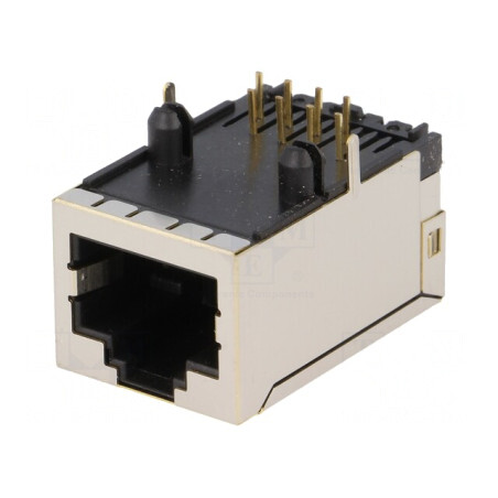 Soclu RJ45 Ecranat cu Transformator THT | Electronic-mag.ro | Componente Electronice