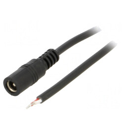 Cablu DC 5,5/2,5 Soclu Drept Negru 2m 2x0,5mm2 | Electronic-mag.ro | Componente Electronice