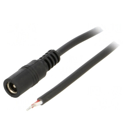 Cablu DC 5,5/2,5 Soclu Drept Negru 2m 2x0,5mm2 | Electronic-mag.ro | Componente Electronice