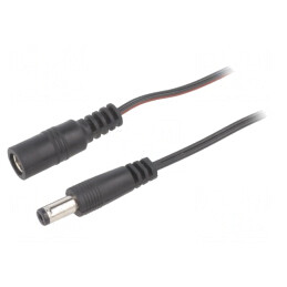 Cablu Alimentare DC 5,5x2,1mm 2x0,35mm2 Negru | Electronic-mag.ro | Componente Electronice