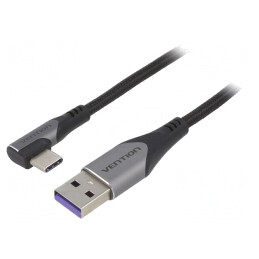Cablu USB 2.0 USB-A la USB-C unghi 0,5m negru 5A | Electronic-mag.ro | Componente Electronice