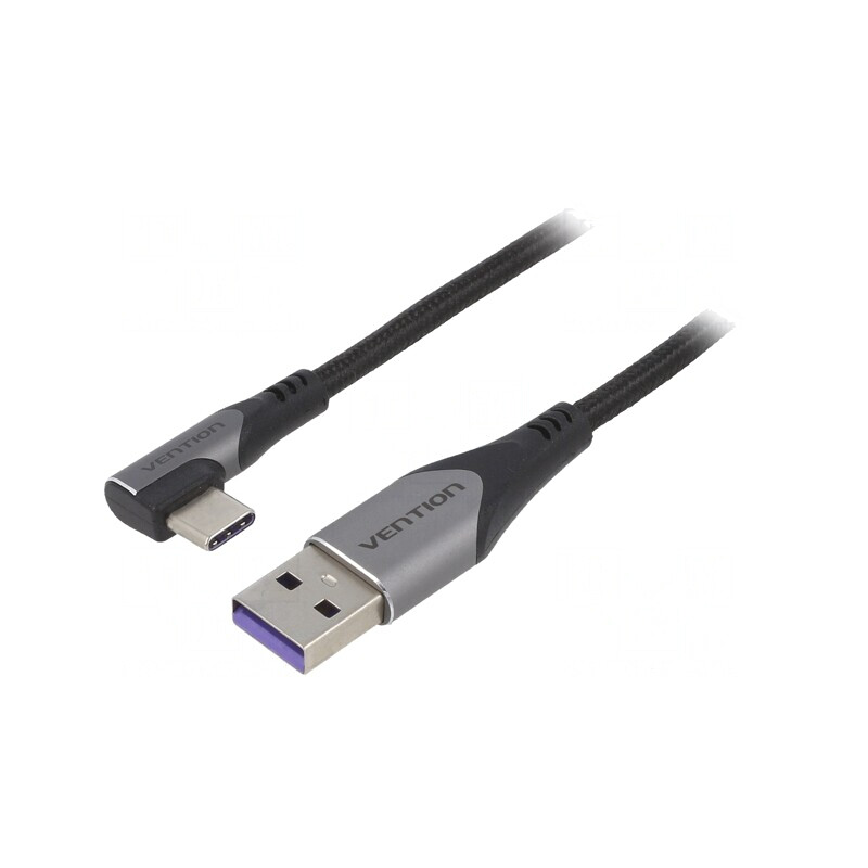 Cablu USB 2.0 USB-A la USB-C unghi 0,5m negru 5A | Electronic-mag.ro | Componente Electronice
