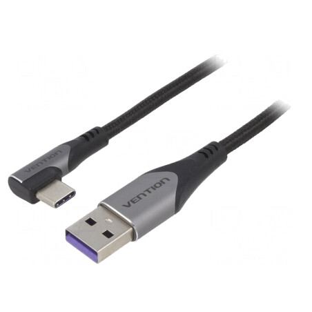 Cablu USB 2.0 USB-A la USB-C unghi 0,5m negru 5A | Electronic-mag.ro | Componente Electronice