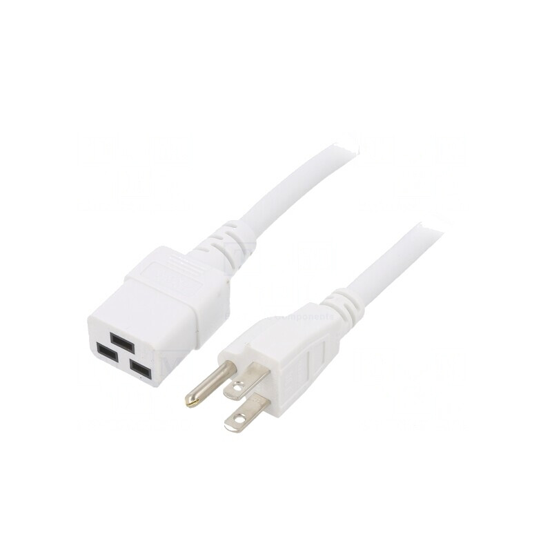 Cablu Alimentare Alb 1m 15A IEC C19 la NEMA 5-15 3x14AWG | Electronic-mag.ro | Componente Electronice