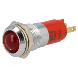 Lampă de control LED roșie 24-28V IP67 14.2mm