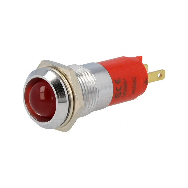 Lampă de control LED roșie 24-28V IP67 14.2mm | Electronic-mag.ro | Componente Electronice