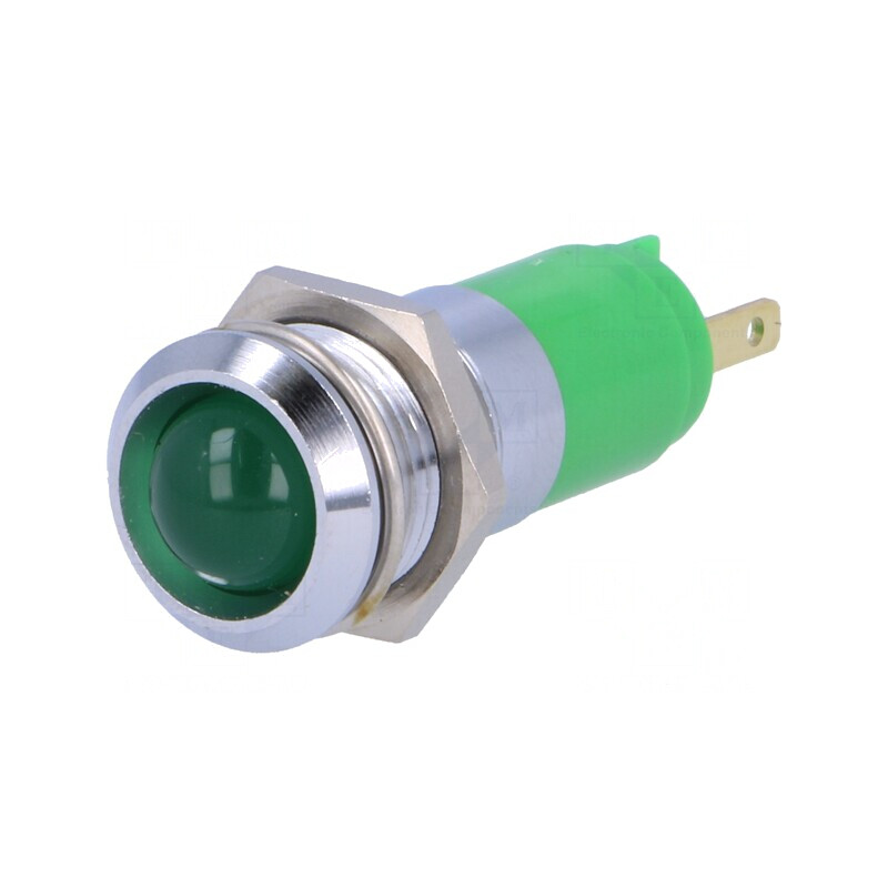 Lampă LED verde 24-28VDC Ø14,2mm IP67 | Electronic-mag.ro | Componente Electronice