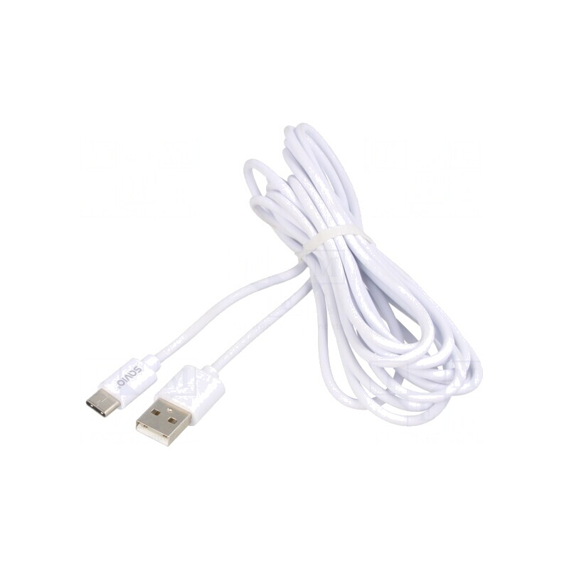 Cablu USB 2.0 USB A la USB C 3m Alb 480Mbps 2A | Electronic-mag.ro | Componente Electronice
