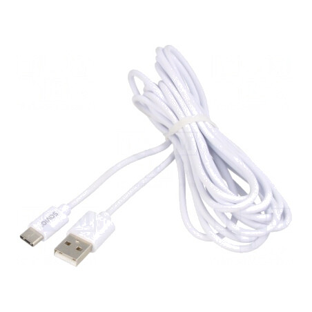 Cablu USB 2.0 USB A la USB C 3m Alb 480Mbps 2A | Electronic-mag.ro | Componente Electronice