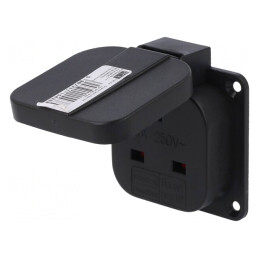 Conector de alimentare AC 2P+PE 250V 16A Negru | Electronic-mag.ro | Componente Electronice