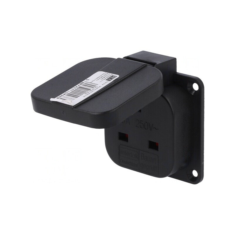 Conector de alimentare AC 2P+PE 250V 16A Negru | Electronic-mag.ro | Componente Electronice
