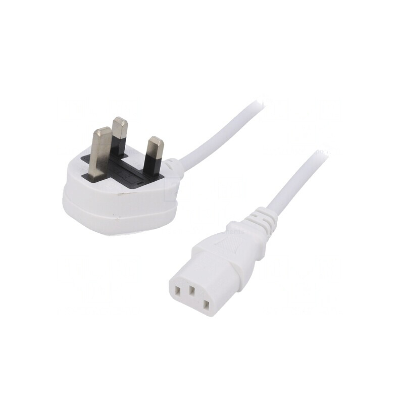 Cablu Alimentare 1,5m Alb 3x0,75mm2 IEC C13 | Electronic-mag.ro | Componente Electronice