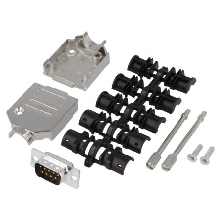Conector D-Sub 9-Pin Tată pentru Lipire pe Cablu - Negru Set Complet | Electronic-mag.ro | Componente Electronice