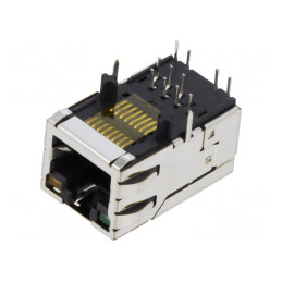 Soclu RJ45 ecranat cu LED 8p8c THT | Electronic-mag.ro | Componente Electronice