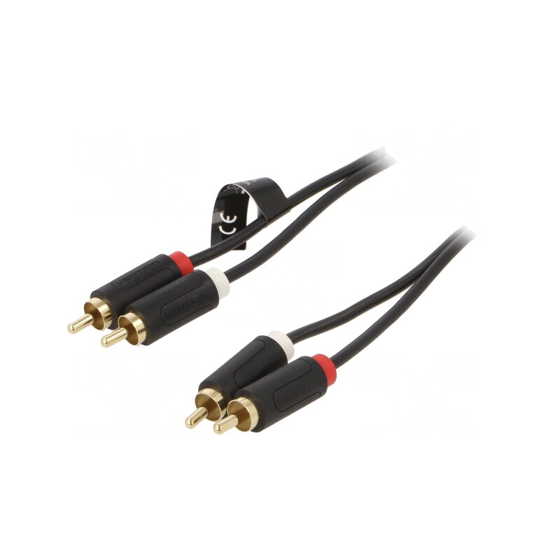 Cablu RCA Aurit 3m Negru x2 | Electronic-mag.ro | Componente Electronice