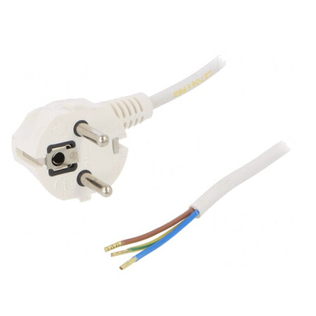Cablu Electric PVC Alb 2m 3x0,75mm2 16A 250V | Electronic-mag.ro | Componente Electronice