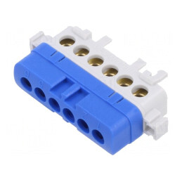 Bloc de Distribuție 1 Pista 6 Borne 400V TS35 | Electronic-mag.ro | Componente Electronice