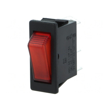 Comutator Basculant SPST ON-OFF 16A/250V cu Lampă Neon Roșie | Electronic-mag.ro | Componente Electronice