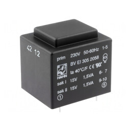 Transformator Încapsulat 3VA 230V 15V 100mA PCB | Electronic-mag.ro | Componente Electronice