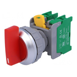 Comutator Rotativ 30mm Roșu IP65 1NO x2 | Electronic-mag.ro | Componente Electronice