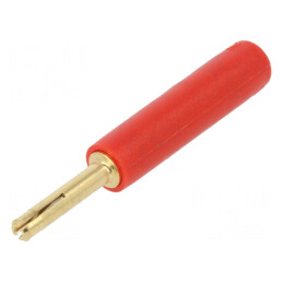 Adaptor Banană 2mm Aurit Roșu 28.5mm Neizolat | Electronic-mag.ro | Componente Electronice