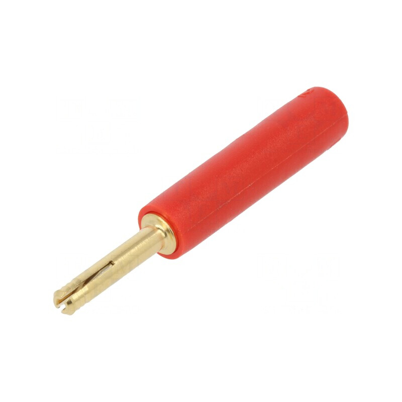 Adaptor Banană 2mm Aurit Roșu 28.5mm Neizolat | Electronic-mag.ro | Componente Electronice