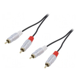 Cablu RCA 2x Mufe Aurite Negru 0,5m | Electronic-mag.ro | Componente Electronice