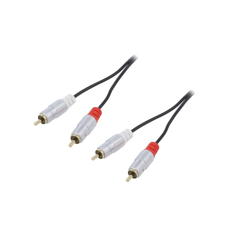 Cablu RCA 2x Mufe Aurite Negru 0,5m | Electronic-mag.ro | Componente Electronice