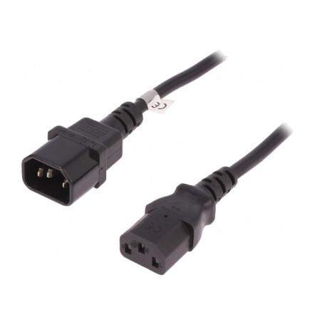 Cablu Alimentare IEC C13 Mamă la IEC C14 Tată 1.8m Negru 10A | Electronic-mag.ro | Componente Electronice