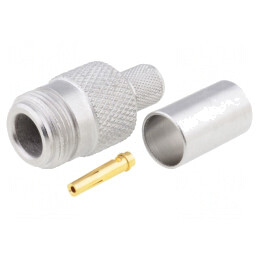 Mufă N mamă drept 50Ω crimpat PTFE aurit | Electronic-mag.ro | Componente Electronice