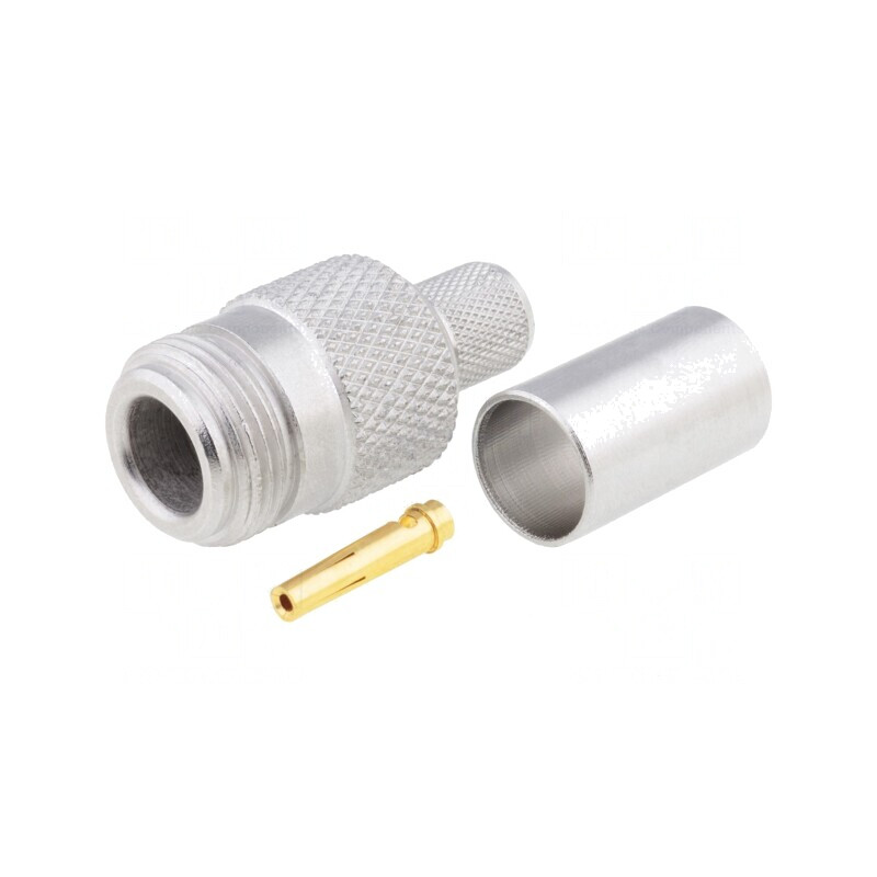 Mufă N mamă drept 50Ω crimpat PTFE aurit | Electronic-mag.ro | Componente Electronice