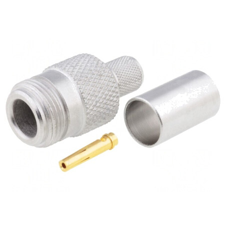 Mufă N mamă drept 50Ω crimpat PTFE aurit | Electronic-mag.ro | Componente Electronice