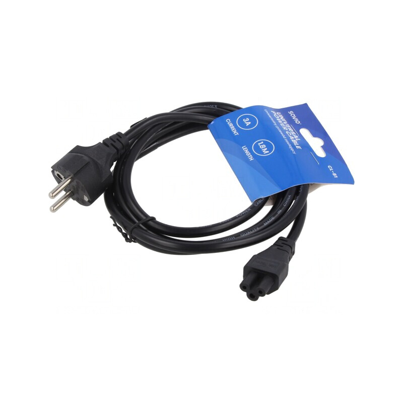 Cablu Alimentare 1,8m 3A IEC C5 - CEE 7/7 3x0,75mm2 | Electronic-mag.ro | Componente Electronice
