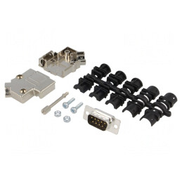 D-Sub 9-Pin Mufă Tată Lipire pe Cablu Neagră Kit Complet | Electronic-mag.ro | Componente Electronice