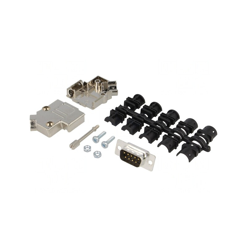 D-Sub 9-Pin Mufă Tată Lipire pe Cablu Neagră Kit Complet | Electronic-mag.ro | Componente Electronice
