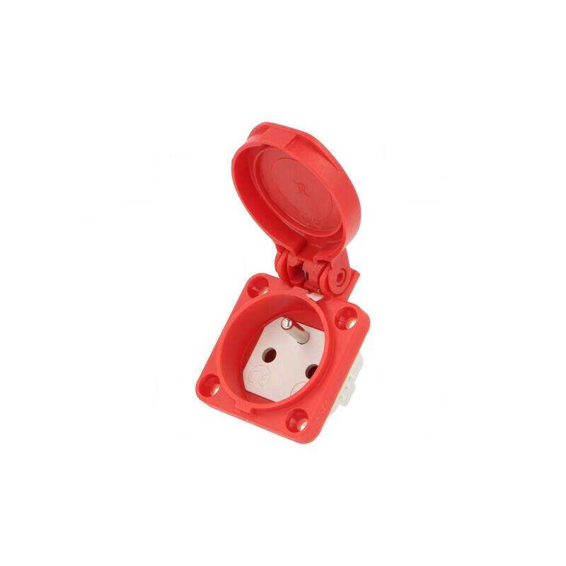 Conector Alimentare AC 2P+PE 250V 16A Roșu | Electronic-mag.ro | Componente Electronice