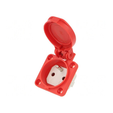 Conector Alimentare AC 2P+PE 250V 16A Roșu | Electronic-mag.ro | Componente Electronice