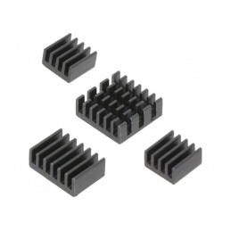 Radiator Aluminiu Negru Raspberry Pi 4 B - Set 4 Bucăți