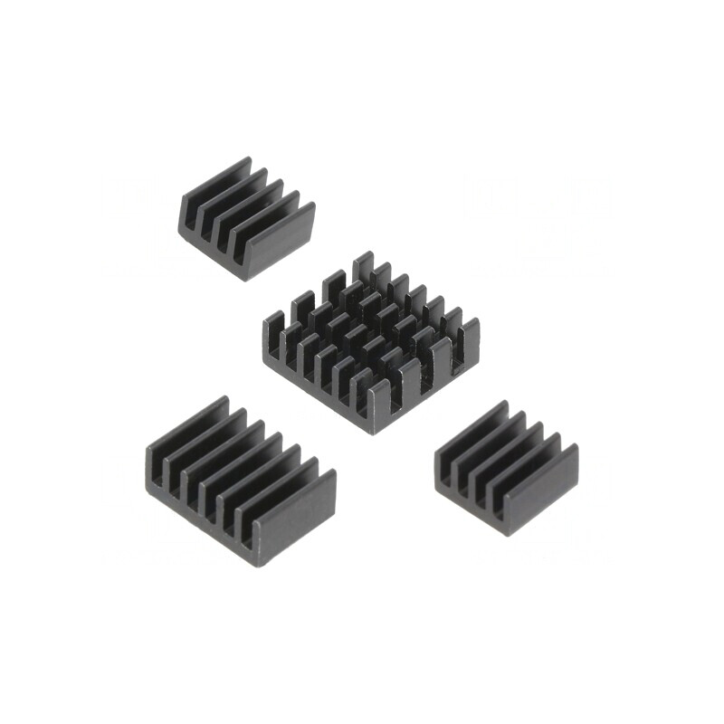Radiator Aluminiu Negru Raspberry Pi 4 B - Set 4 Bucăți | Electronic-mag.ro | Componente Electronice