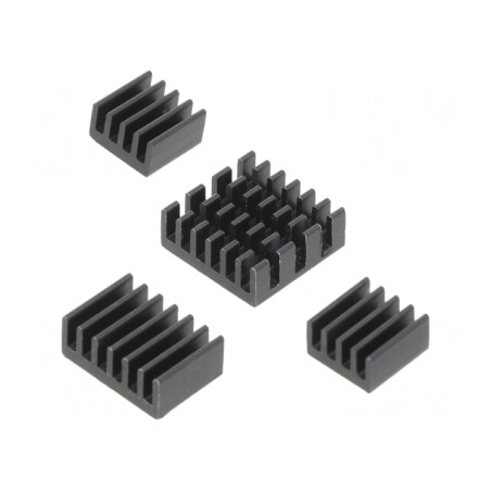 Radiator Aluminiu Negru Raspberry Pi 4 B - Set 4 Bucăți | Electronic-mag.ro | Componente Electronice