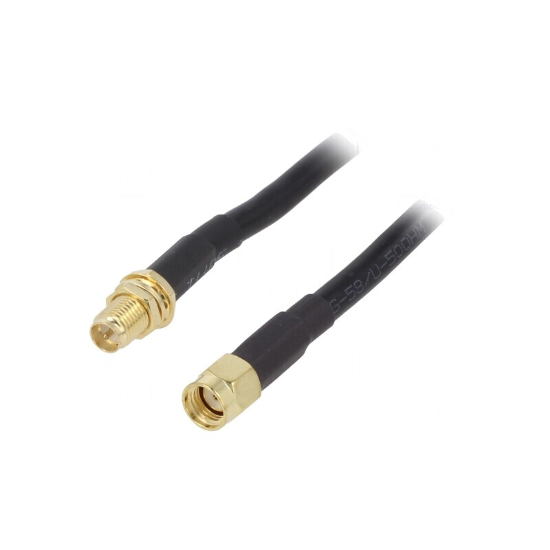 Cablu 50Ω 1m RP-SMA tată-mamă negru | Electronic-mag.ro | Componente Electronice