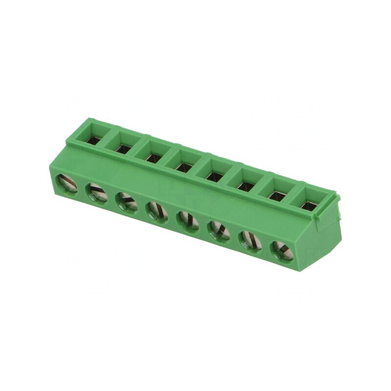 Regletă de conexiuni PCB unghi 90° 5mm 8 piste 13.5A | Electronic-mag.ro | Componente Electronice