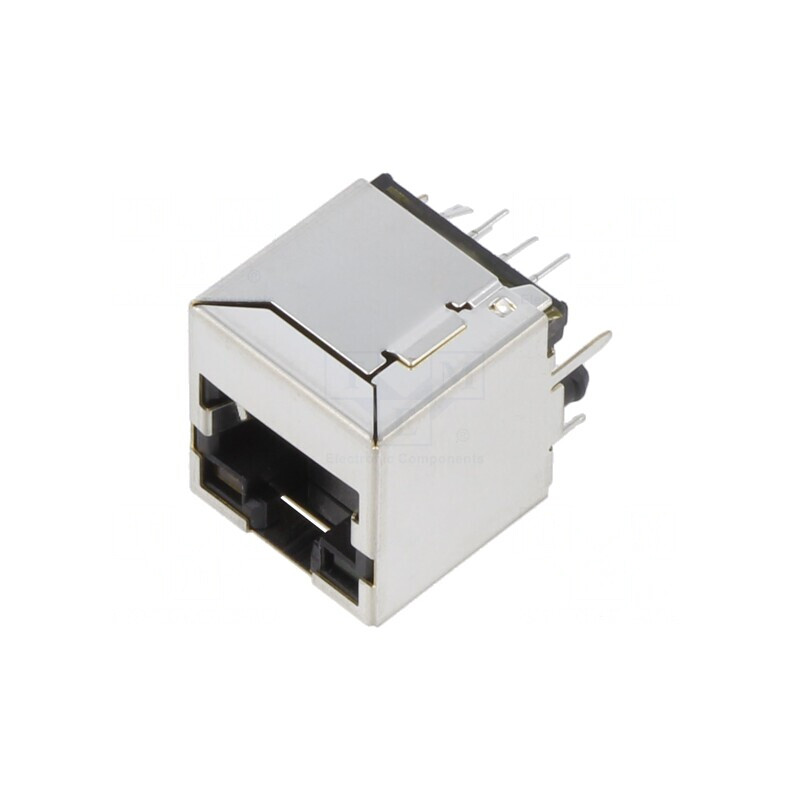 Soclu RJ45 cu LED, 8 Pini, Ecranat, 8p8c THT | Electronic-mag.ro | Componente Electronice