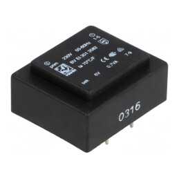 Transformator încapsulat 0,7VA 230V 6V 117mA PCB | Electronic-mag.ro | Componente Electronice