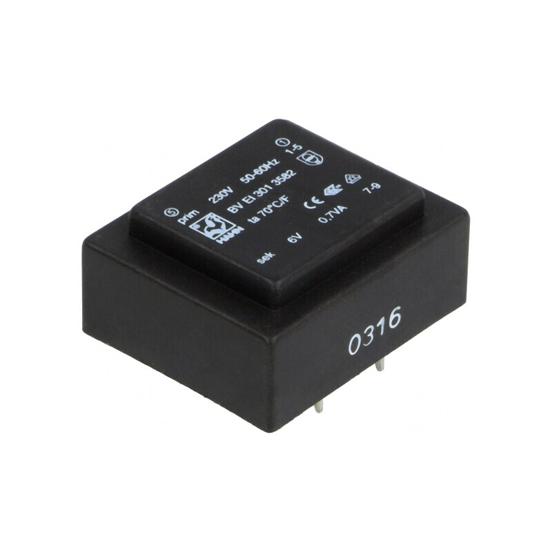 Transformator încapsulat 0,7VA 230V 6V 117mA PCB | Electronic-mag.ro | Componente Electronice Transformator încapsulat 0,7VA 230V 6V 117mA PCB | Electronic-mag.ro | Componente Electronice