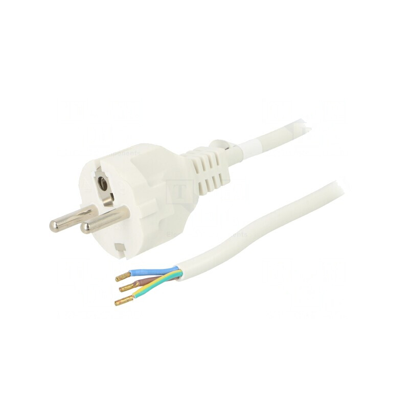 Cablu Alimentare PVC Alb 1.5m 16A 250V | Electronic-mag.ro | Componente Electronice