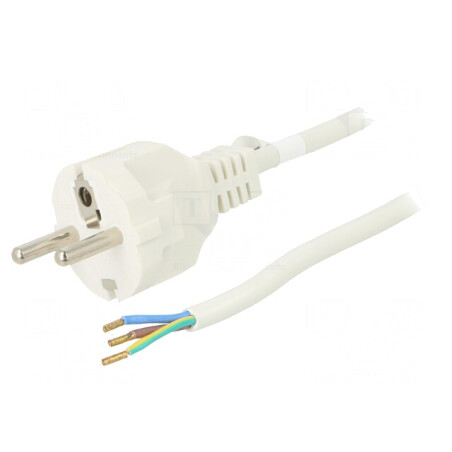 Cablu Alimentare PVC Alb 1.5m 16A 250V | Electronic-mag.ro | Componente Electronice